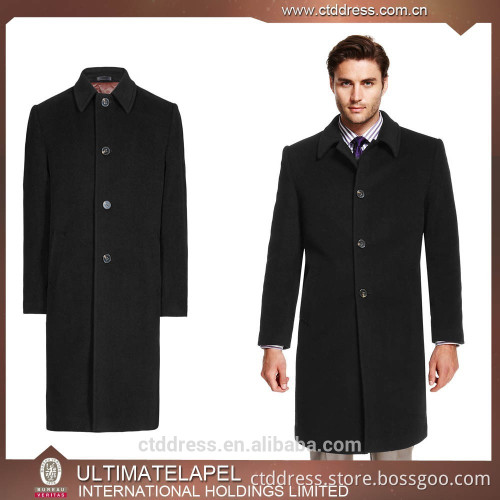 2015 new style 100% cashmere black mens cashmere coat